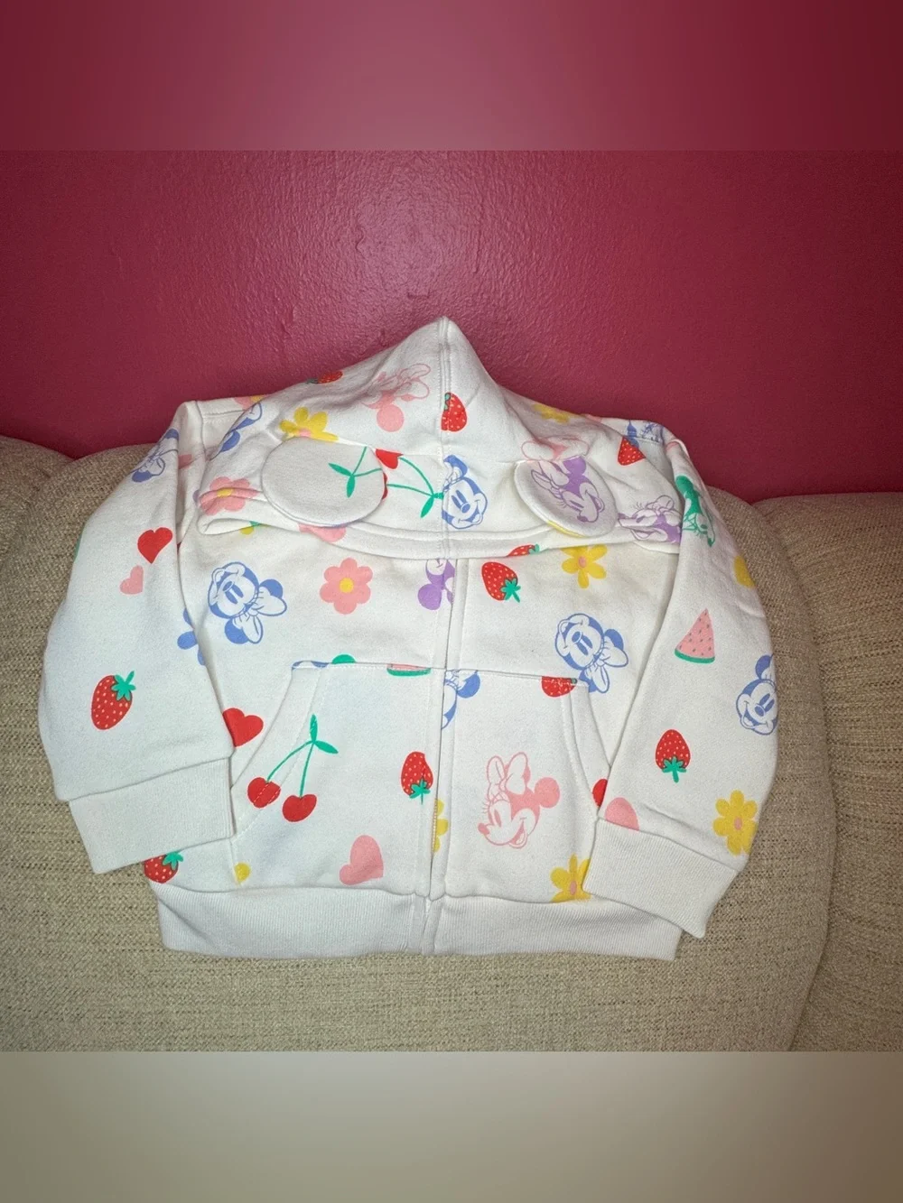 🆕 NWT Baby GAP x Disney Minnie Hooded Zip-Up w/ Ears 🆕